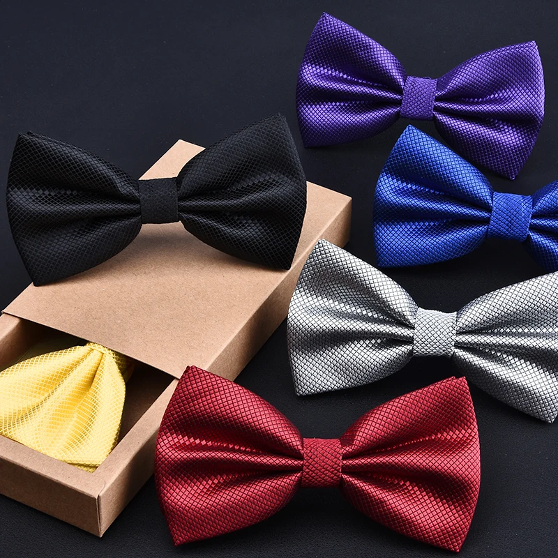 2019 New High Quality Men's Fashion Striped Navy Blue Bowties Romantic Wedding Groom Fancy Bow Tie for Men Pack with Gift Box |