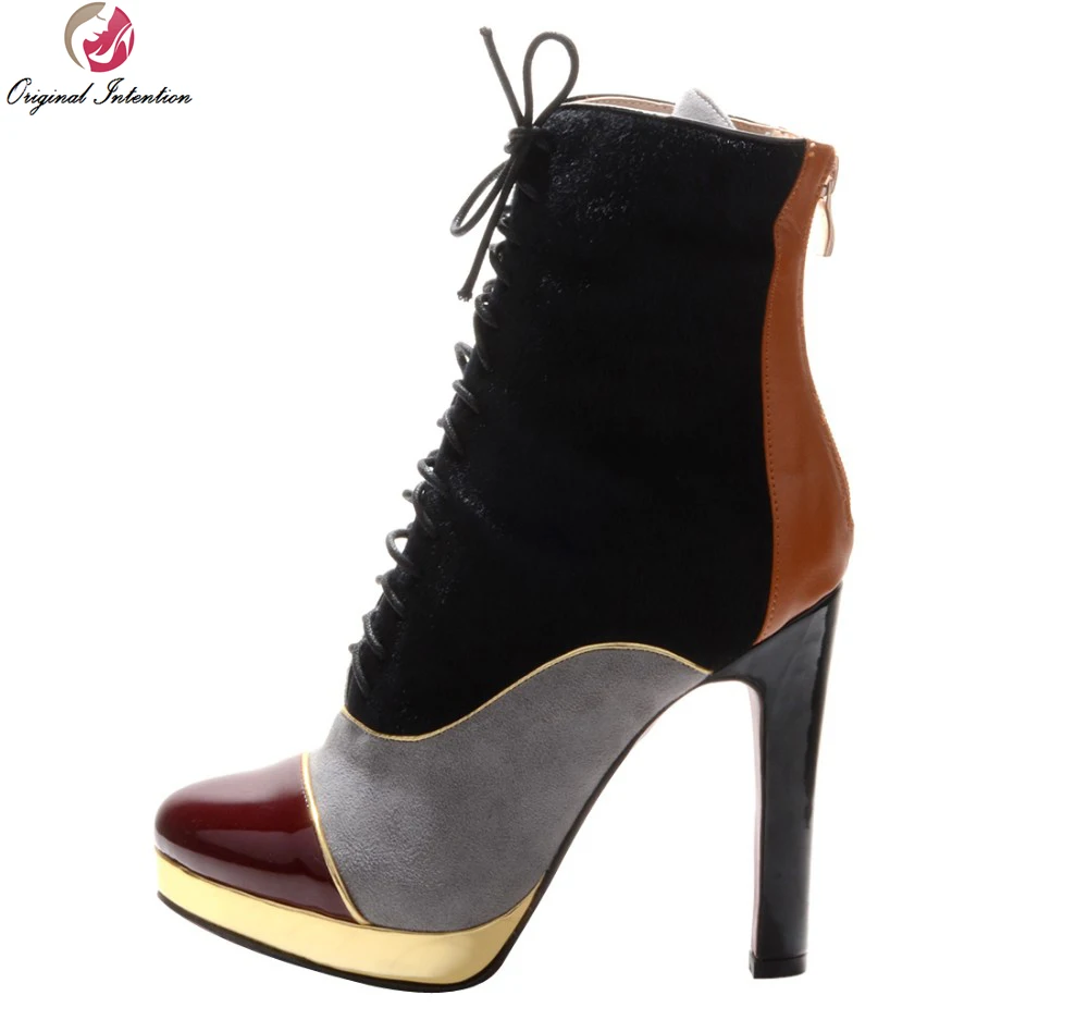 Original Intention Elegant Women Ankle Boots Fashion Patchwork Round Toe Spike Heels Boots Shoes Woman Plus Size
Original Intention Elegant Women Ankle Boots Fashion Patchwork Round Toe Spike Heels Boots Shoes Woman Plus Size