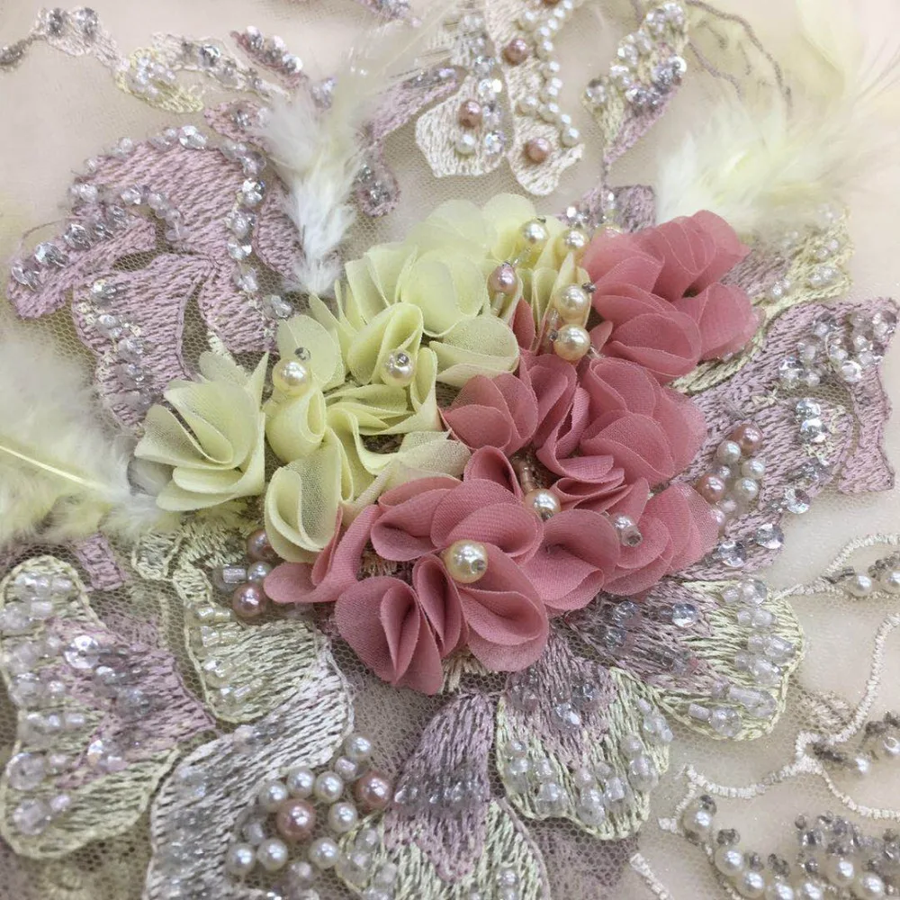 3d Handmade Flower Beads Pearls And Sequences Feathers Mix Color Embroidery Lace Heavy Handcraft New Fashion High Class
3d Handmade Flower Beads Pearls And Sequences Feathers Mix Color Embroidery Lace Heavy Handcraft New Fashion High Class