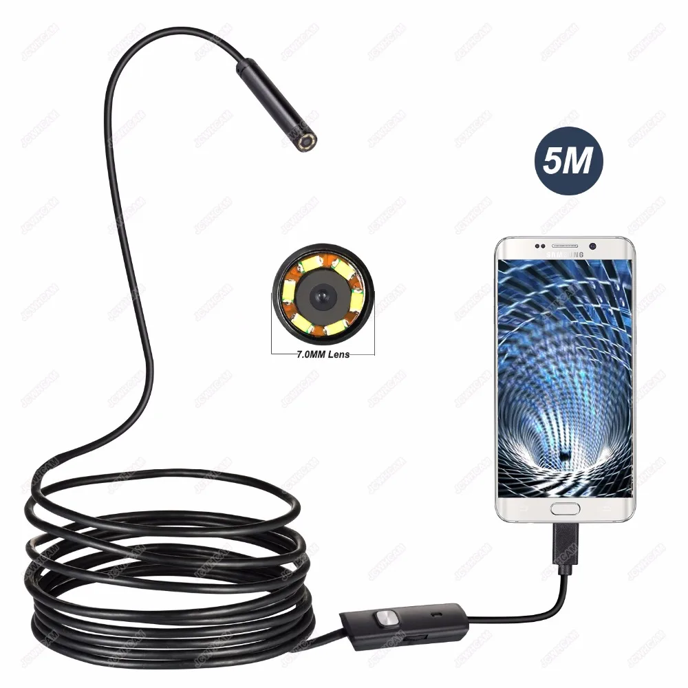 

1/2/3/5M/10M 7MM USB Endoscope Waterproof Android Borescope Sewer Camera For OTG USB Wire Snake Tube Camera Car Inspection