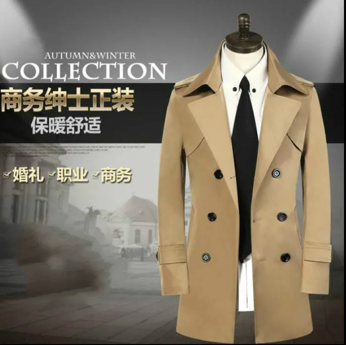 Khaki korean double breasted slim trench coat men overcoat long sleeve mens clothing spring business outerwear casaco masculino
Khaki korean double breasted slim trench coat men overcoat long sleeve mens clothing spring business outerwear casaco masculino