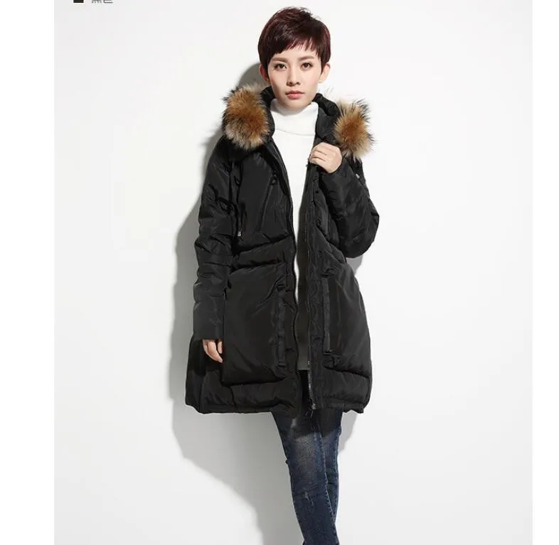 Women Winter Down Coat Hooded Medium Long Down jacket Winter Down Coat Thick Down Coat With Fur Trim
Women Winter Down Coat Hooded Medium Long Down jacket Winter Down Coat Thick Down Coat With Fur Trim