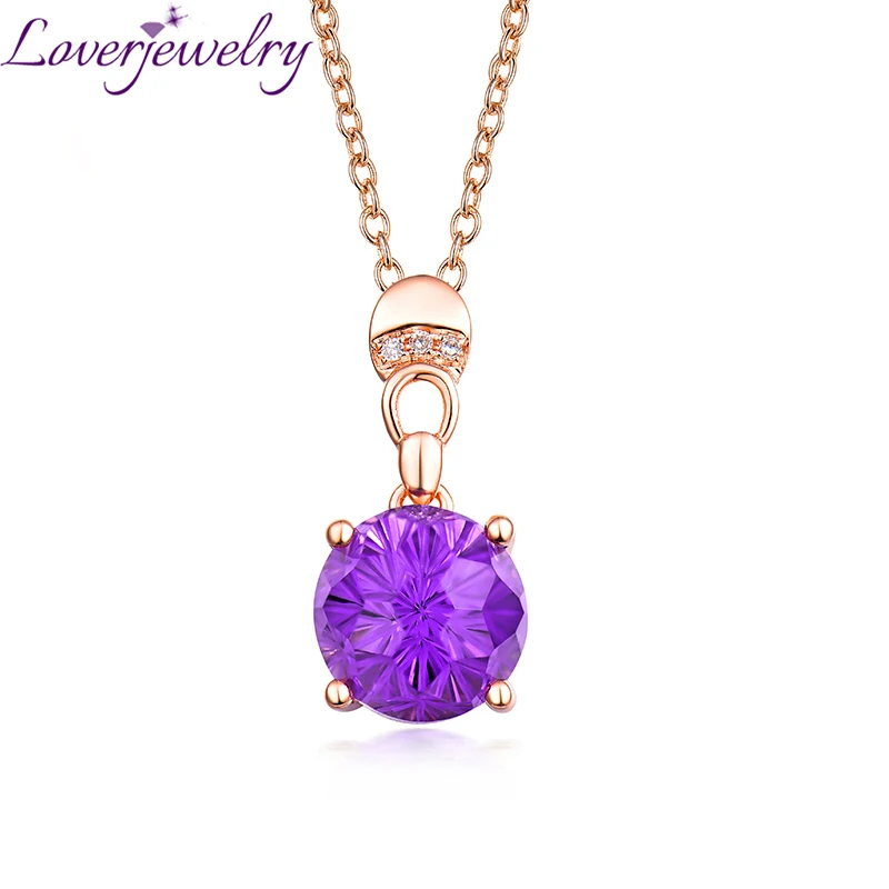 LOVERJEWELRY Ladies Purple Amethyst Pendant Necklace For Women 14K Rose Gold Natural Diamond Fine Jewelry for Girlfriend Gift
LOVERJEWELRY Ladies Purple Amethyst Pendant Necklace For Women 14K Rose Gold Natural Diamond Fine Jewelry for Girlfriend Gift