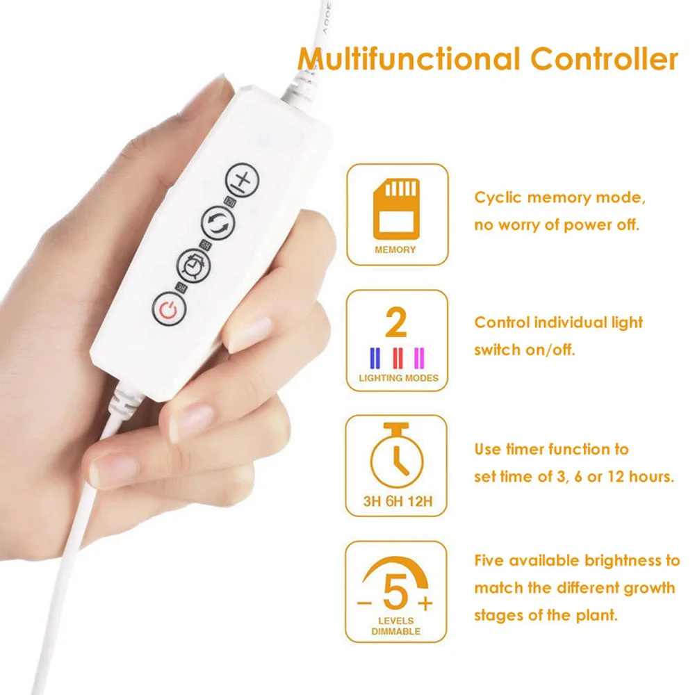 LED Grow Light Full Spectrum Plant Grow LED Lamp E26/27 Timer Function Dual-head Clip Growth Light for Indoor Houseplants
LED Grow Light Full Spectrum Plant Grow LED Lamp E26/27 Timer Function Dual-head Clip Growth Light for Indoor Houseplants