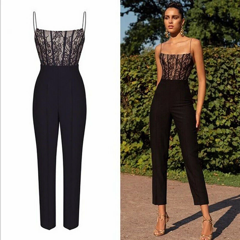 Womens Lace Sleeveless Jumpsuit Ladies Casual Evening Party Long Romper Overall Black 2019 Slim Sexy Summer Fashion Club Clothes
Womens Lace Sleeveless Jumpsuit Ladies Casual Evening Party Long Romper Overall Black 2019 Slim Sexy Summer Fashion Club Clothes