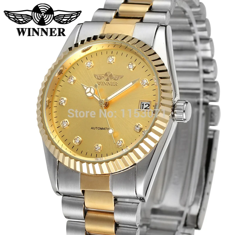 Winner Men's Watch High End Luxury Automatic Self-Wind Stones Stainless Steel Bracelet Fashion Wristwatch Color Gold WRG8038M4T3
Winner Men's Watch High End Luxury Automatic Self-Wind Stones Stainless Steel Bracelet Fashion Wristwatch Color Gold WRG8038M4T3