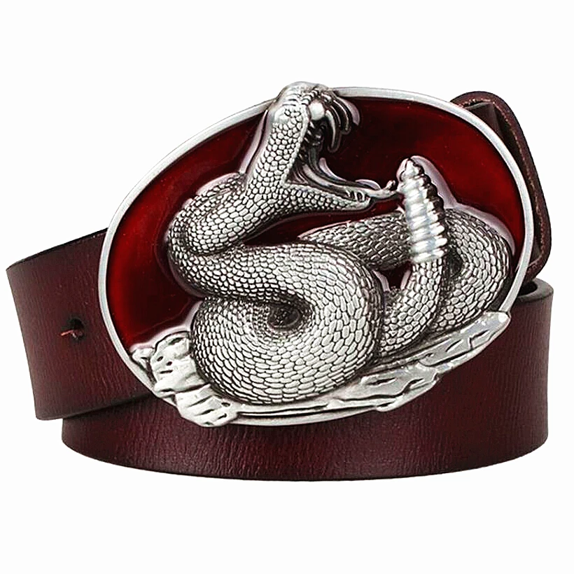 Fashion men's Genuine Leather belt metal buckle Snake belt rattlesnake pattern king cobra belt punk rock style show girdle women
Fashion men's Genuine Leather belt metal buckle Snake belt rattlesnake pattern king cobra belt punk rock style show girdle women