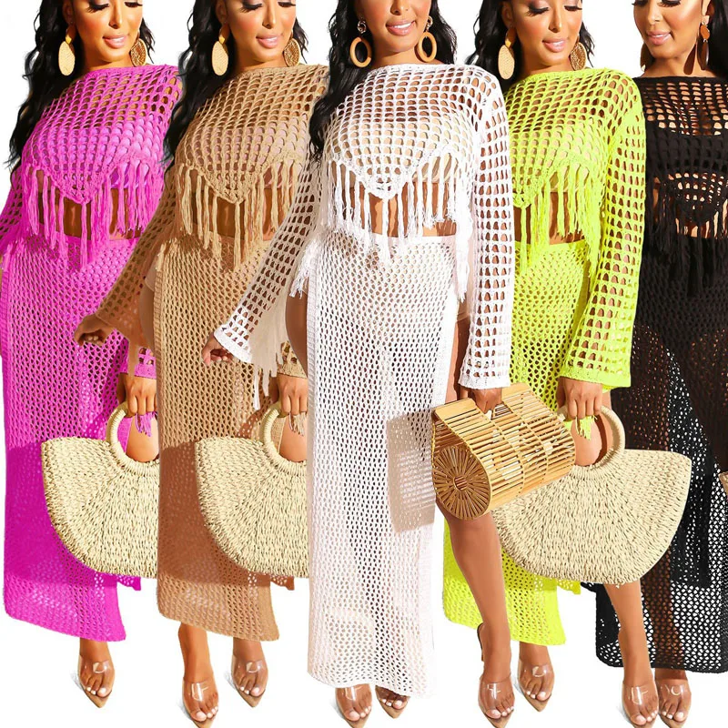 2019 summer crochet 2PCS/SET cover ups beach dress sexy women hollow out tassel Top+split long skirts bikini swimwear cover up
2019 summer crochet 2PCS/SET cover ups beach dress sexy women hollow out tassel Top+split long skirts bikini swimwear cover up