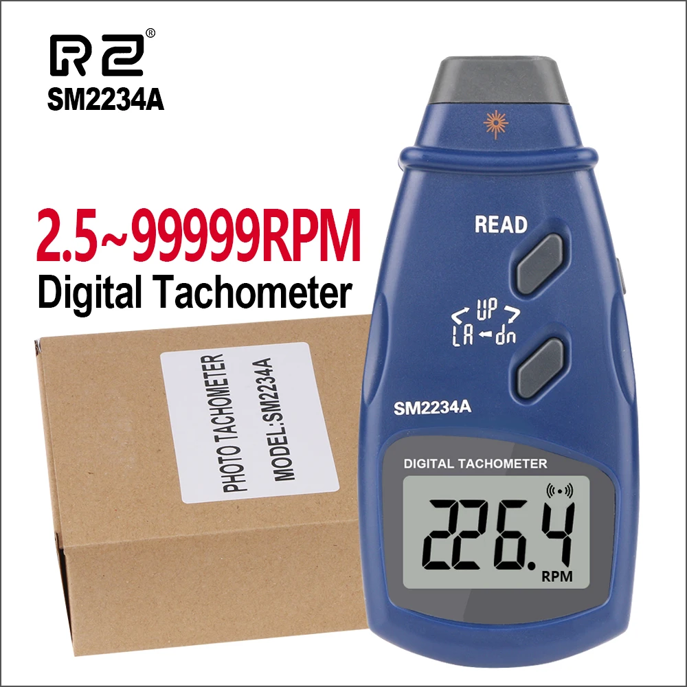 RZ SM2234A LCD Digital Laser Tachometer Electronic Photo Tachometer Max Min Last Data Memory Speedometer Speed Measurement Tools
RZ SM2234A LCD Digital Laser Tachometer Electronic Photo Tachometer Max Min Last Data Memory Speedometer Speed Measurement Tools