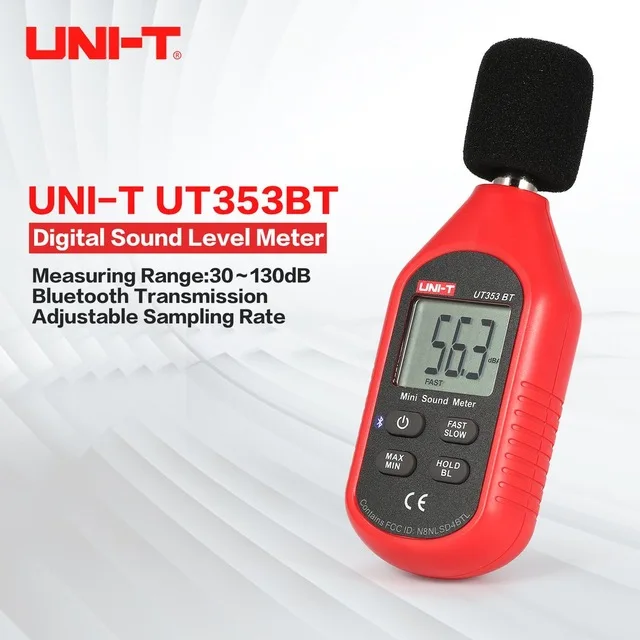 UNI-T UT353BT Bluetooth Digital LCD Mini Sound Level Meter Noise Audio Volume Detector Decibel Monitoring Tester 30-130dB
UNI-T UT353BT Bluetooth Digital LCD Mini Sound Level Meter Noise Audio Volume Detector Decibel Monitoring Tester 30-130dB