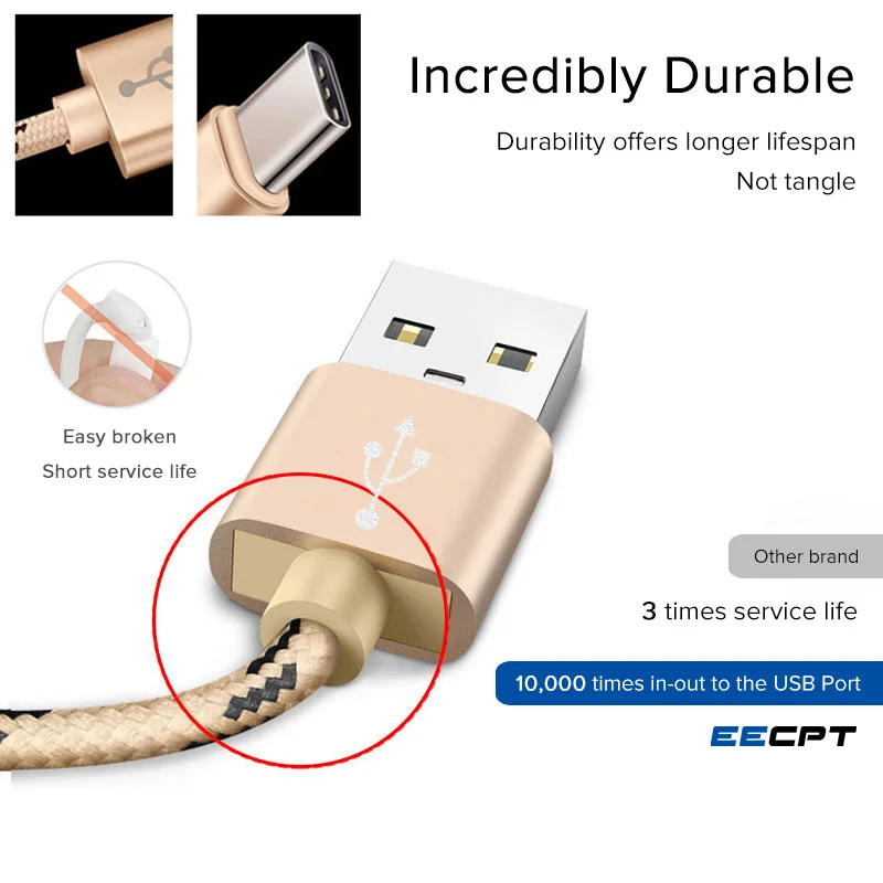 Кабель зарядный EECPT USB Type-C 3 а с поддержкой быстрой зарядки и передачи данных |