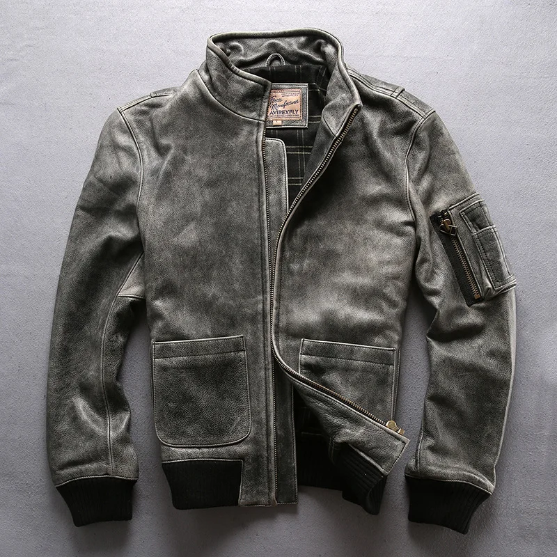 Man Genuine Leather Jackets Vintage Cow Skin A2 Pilot Genuine Leather Coats Free Shipping
Man Genuine Leather Jackets Vintage Cow Skin A2 Pilot Genuine Leather Coats Free Shipping