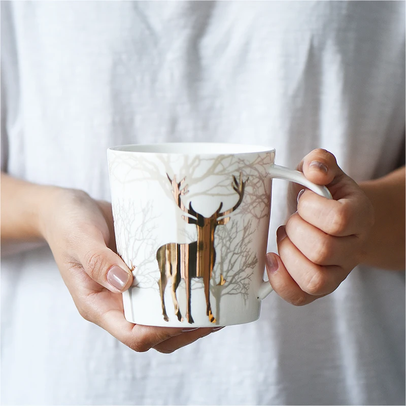 Gold Deer Ceramic Coffee Mug Creative Coffee Cup Water Breakfast Milk Cup 500ml 
Gold Deer Ceramic Coffee Mug Creative Coffee Cup Water Breakfast Milk Cup 500ml
