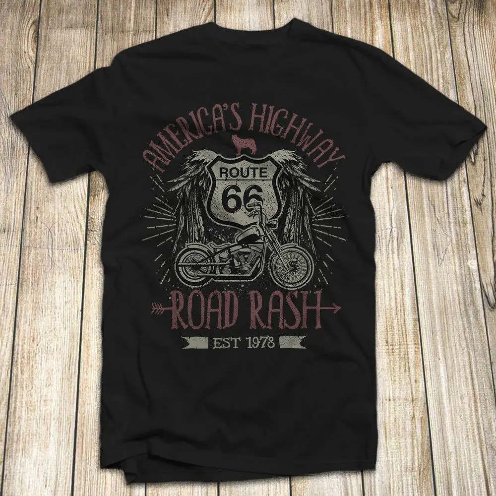 Фото Мужская Байкерская футболка из 100% хлопка Route 66 унисекс в - купить