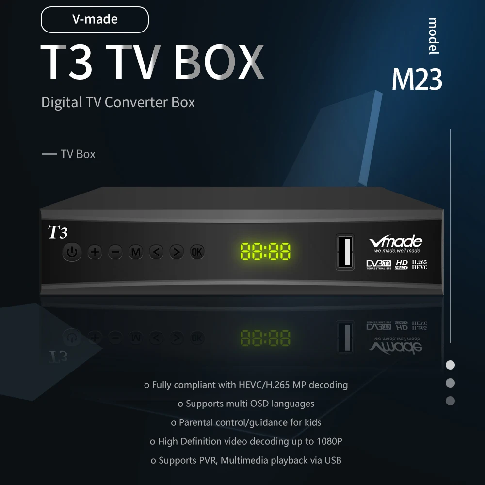 Полностью HD 1080P DVB-T2 T3 ТВ приемник Поддержка YouTube PVR H.265/HEVC DVB T2 AC3 аудио цифровой