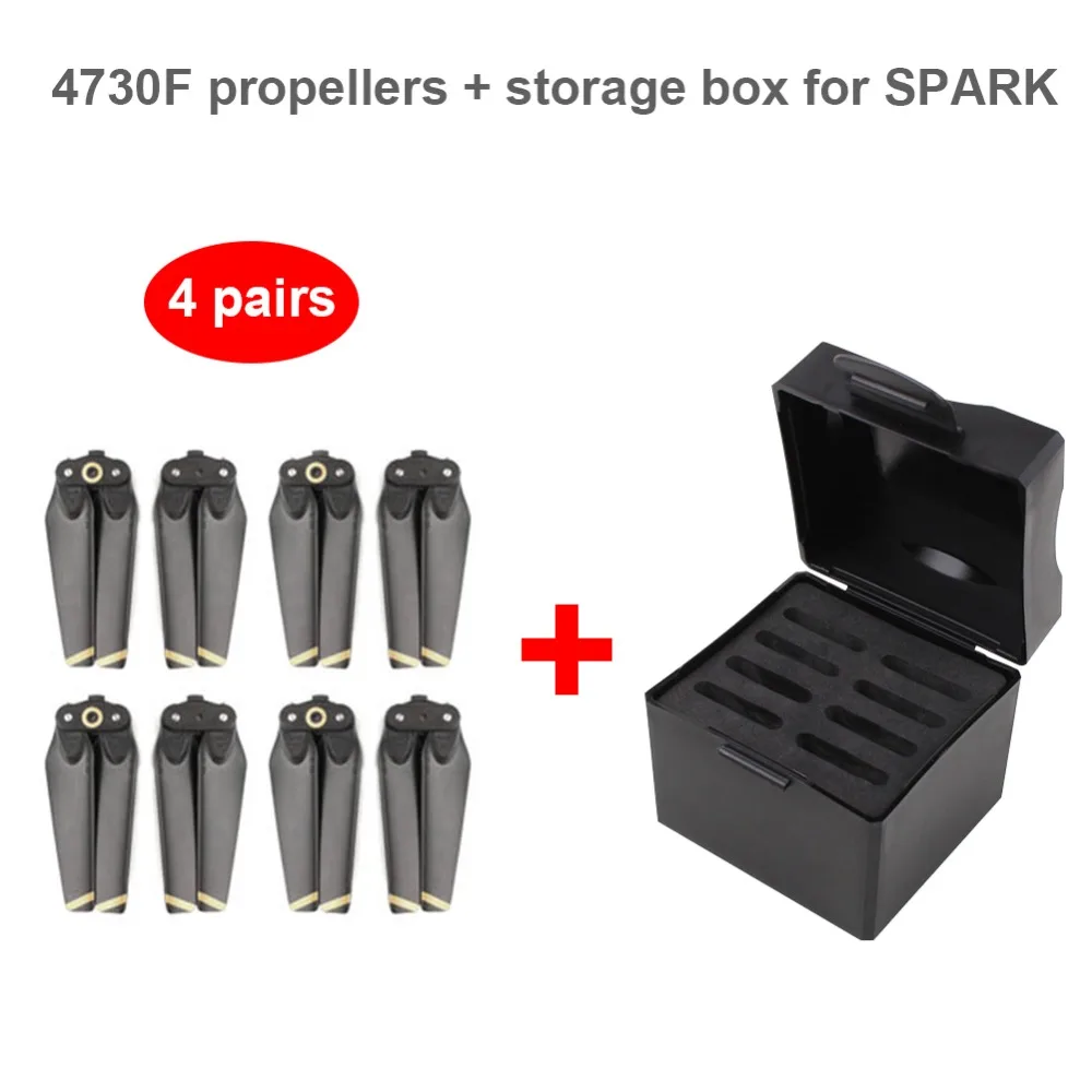 

4 пары складных лезвий пропеллера 4730F, быстросъемные пропеллеры + коробка для хранения, чехол для DJI Spark, запчасти для дрона