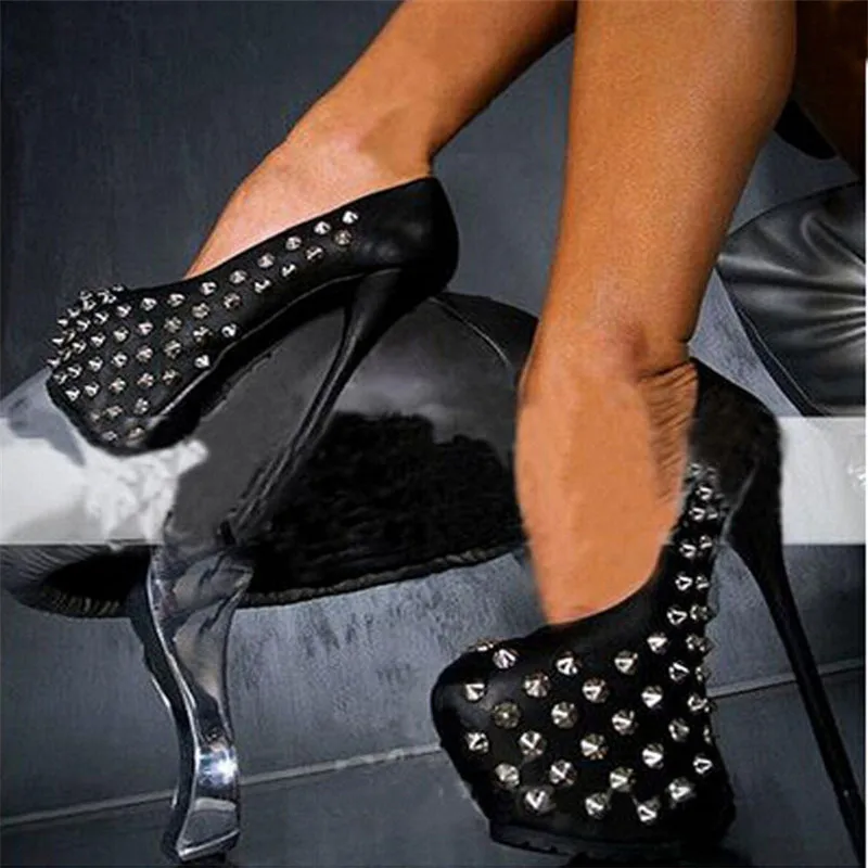 high platform round toe rivets studded pumps solid black dress shoes spike heel spring autumn fashion woman pumps
high platform round toe rivets studded pumps solid black dress shoes spike heel spring autumn fashion woman pumps