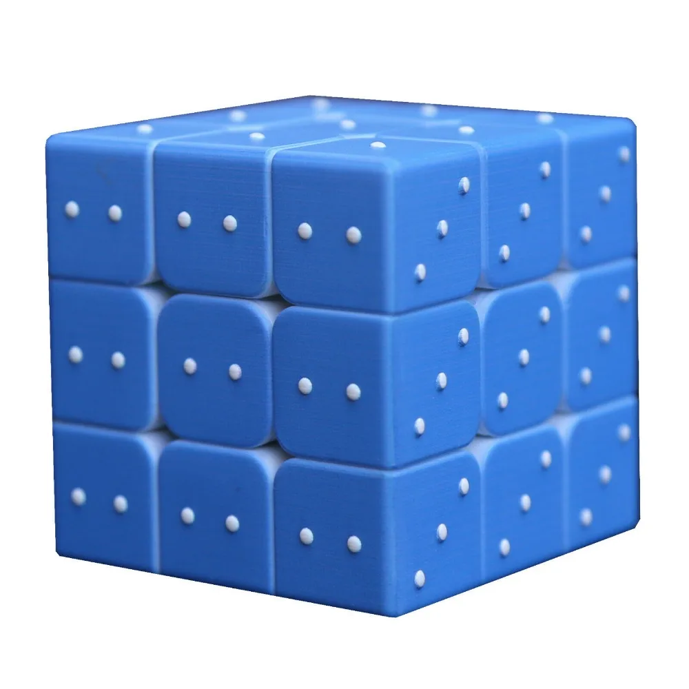 

Speed 3x3x3 3D Emboss Braille Magic Cube IQ Game Puzzle Twist Special for Blind 2.2inch Blue Fancy Cubic Brain Teaser Smooth ABS