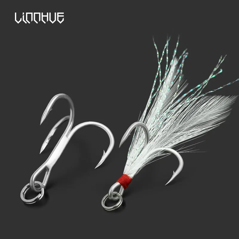 LINNHUE 10pcs High carbon Stainless Steel Fishing Hook Barbed Lure Baitholder Treble Hook With Feather Carp Fishing Bait Holder
LINNHUE 10pcs High carbon Stainless Steel Fishing Hook Barbed Lure Baitholder Treble Hook With Feather Carp Fishing Bait Holder