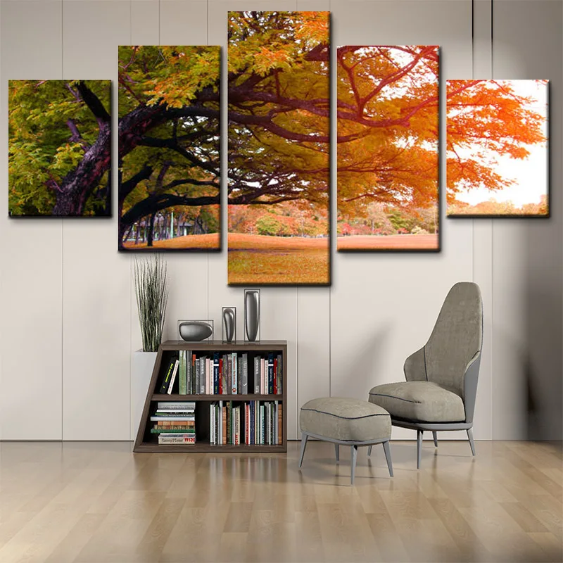 Modern home decor autumn golden leaves nature landscape poster HD printed 5 large modular canvas painting for living room wall
Modern home decor autumn golden leaves nature landscape poster HD printed 5 large modular canvas painting for living room wall