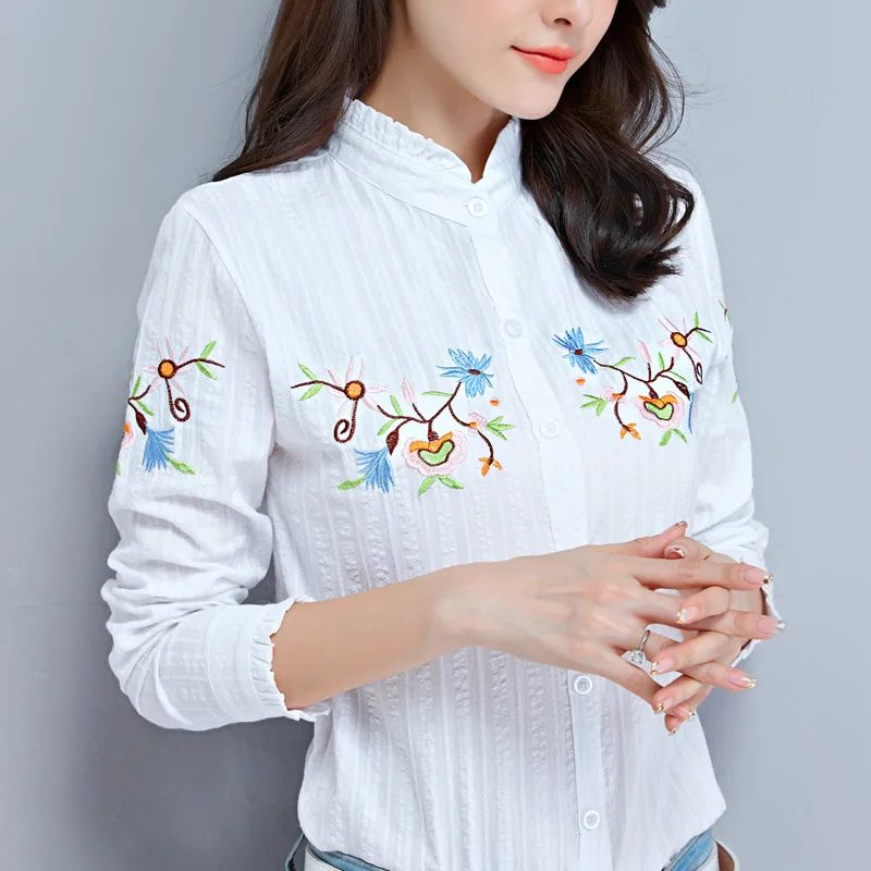 Women Blouses 2022 New Summer Floral Embroidery Stand Collar Formal Shirt Cotton Blouse Shirt Casual Tops Blusas Femininas
Women Blouses 2022 New Summer Floral Embroidery Stand Collar Formal Shirt Cotton Blouse Shirt Casual Tops Blusas Femininas