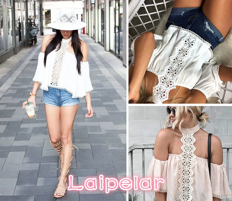 New Off Shoulder Lace up Flare Sleeve Women Clothing Summer Beach Shirts Blouse Hollow Out Fashion Casual Top Camisas w1755
New Off Shoulder Lace up Flare Sleeve Women Clothing Summer Beach Shirts Blouse Hollow Out Fashion Casual Top Camisas w1755