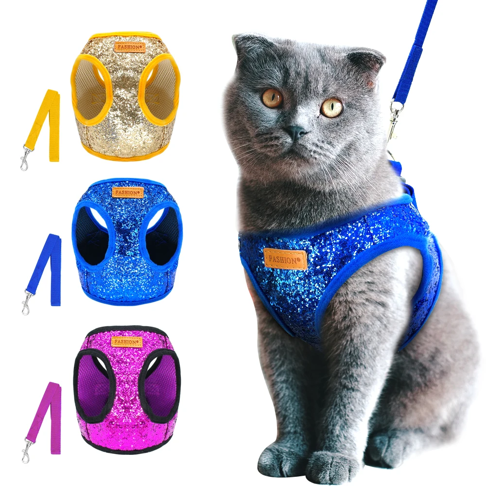 Bling Sequins Cat Dog Harness and Leash Set Adjustable Puppy Kitten Walking Harnesses Vest Traction Belt For Small Dogs Cats
Bling Sequins Cat Dog Harness and Leash Set Adjustable Puppy Kitten Walking Harnesses Vest Traction Belt For Small Dogs Cats