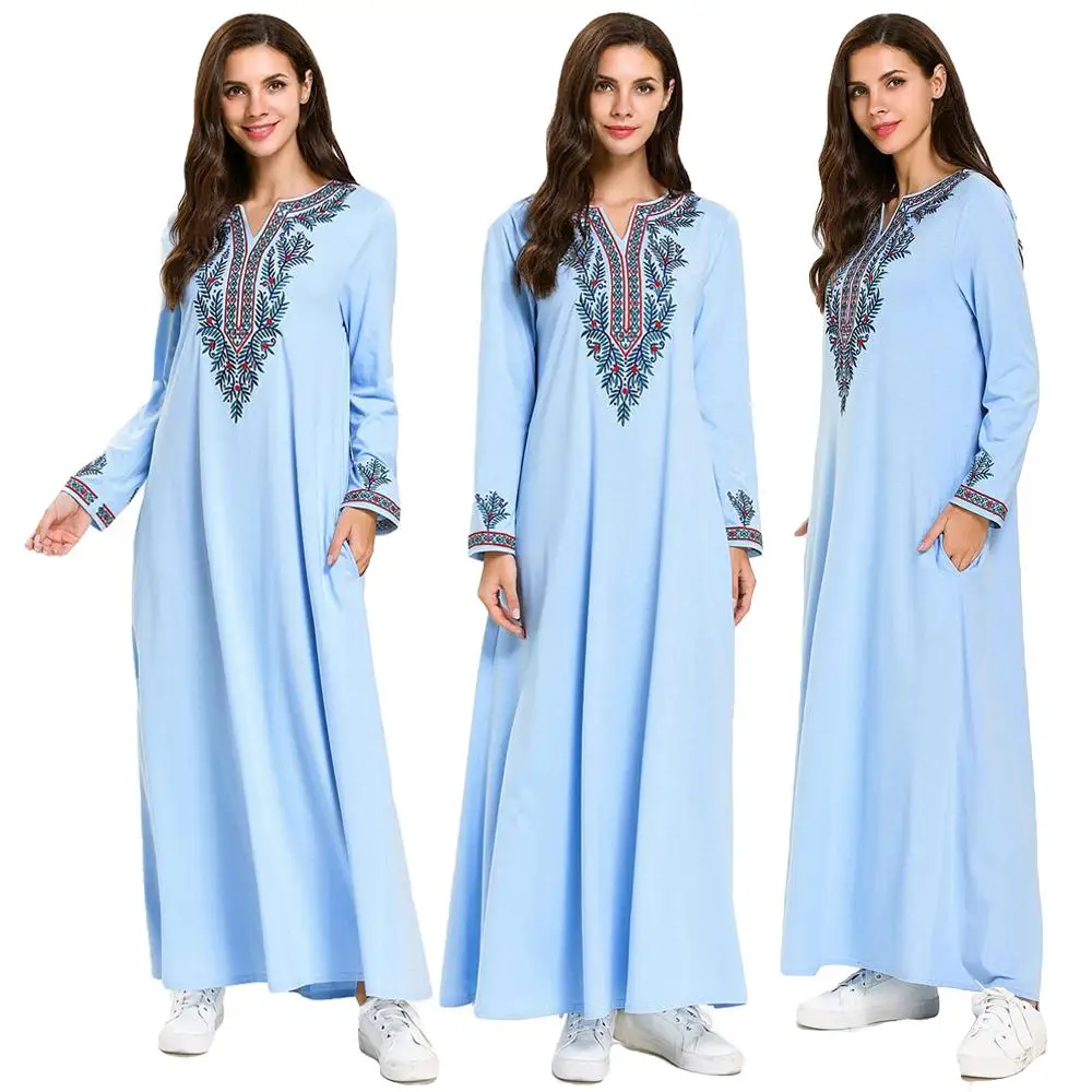 Мусульманское арабское женское платье с длинным рукавом винтажное макси