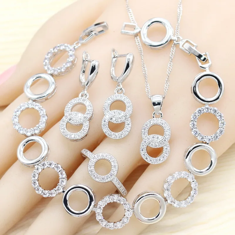 Round 925 Silver Jewelry Sets For Women White Zircon Necklace Pendant Earrings Ring Bracelet
Round 925 Silver Jewelry Sets For Women White Zircon Necklace Pendant Earrings Ring Bracelet