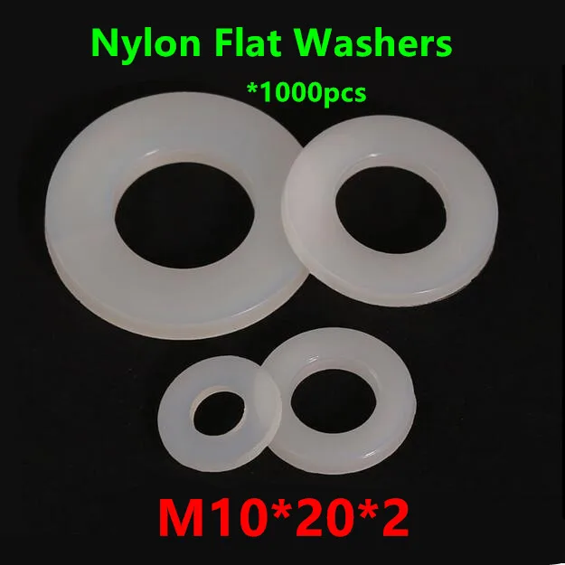 1000pcs M10(ID)*20(OD)*2mm White nylon flat washer M10 Plastic plain washers ring Gasket M10X20X2mm
1000pcs M10(ID)*20(OD)*2mm White nylon flat washer M10 Plastic plain washers ring Gasket M10X20X2mm