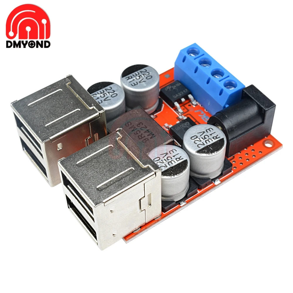 

DC-DC Auto Charging Board Car Power Supply 8V-35V 5V 8A Step Down Buck Converter Module 4 Port USB Output Mobile Charger