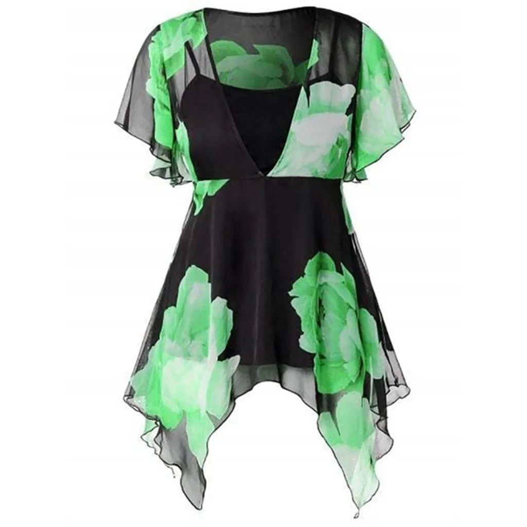 2019 New Summer refreshing two-piece women's short-sleeved deep V-neck floral print irregular hem mini beach robe femme 40*
2019 New Summer refreshing two-piece women's short-sleeved deep V-neck floral print irregular hem mini beach robe femme 40*