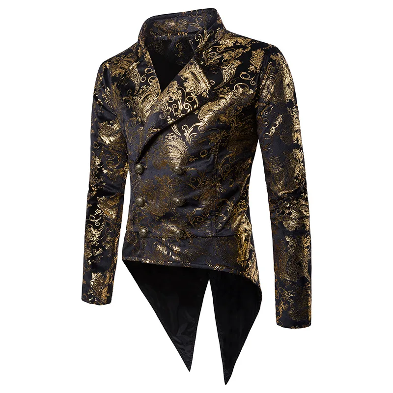 Hot stamping lines show 2020 men's spring model tails Evening wear men's lapel blazer
Hot stamping lines show 2020 men's spring model tails Evening wear men's lapel blazer