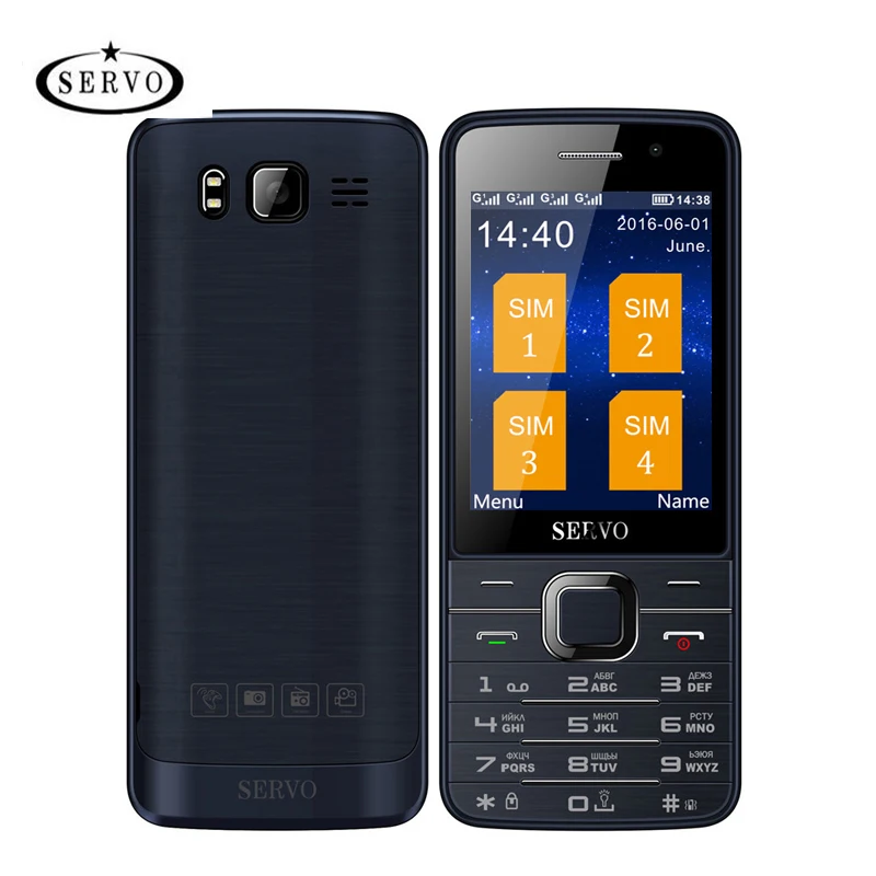 Новый Русский Иврит Клавиатура Quad sim карты мобильный телефон в исходном Servo v9500 2 8