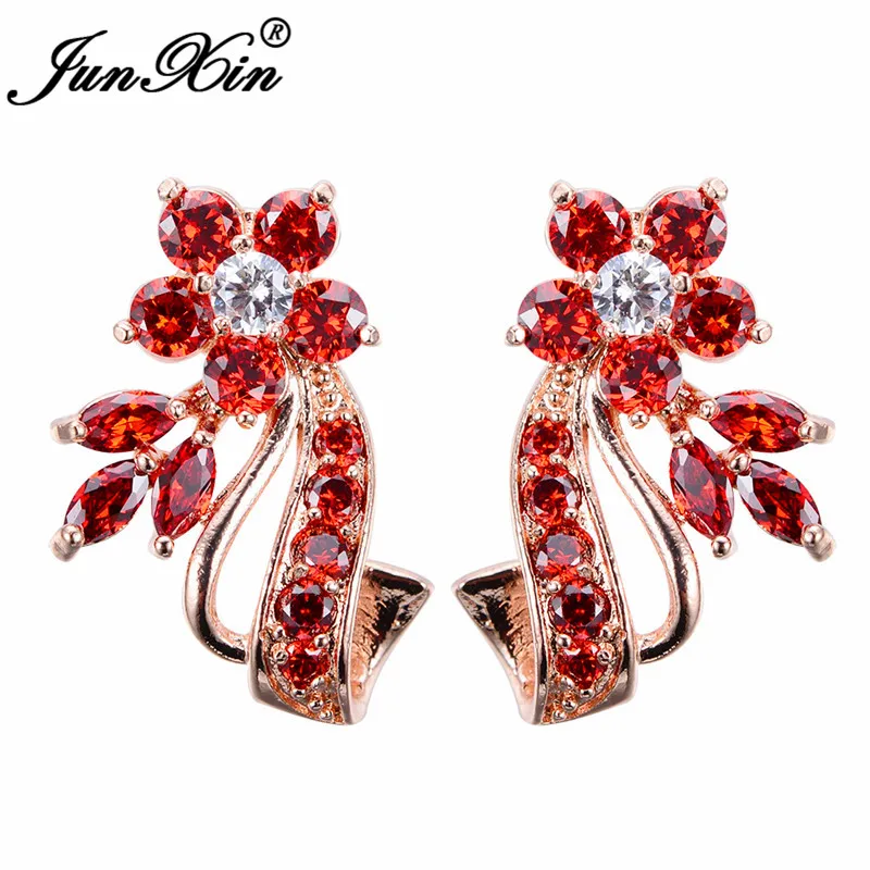 JUNXIN New Fashion Rose Gold Filled Multicolor Birthstone Drop Earrings Purple/Red/Olive Green AAA Zircon Flower Double Earrings
JUNXIN New Fashion Rose Gold Filled Multicolor Birthstone Drop Earrings Purple/Red/Olive Green AAA Zircon Flower Double Earrings