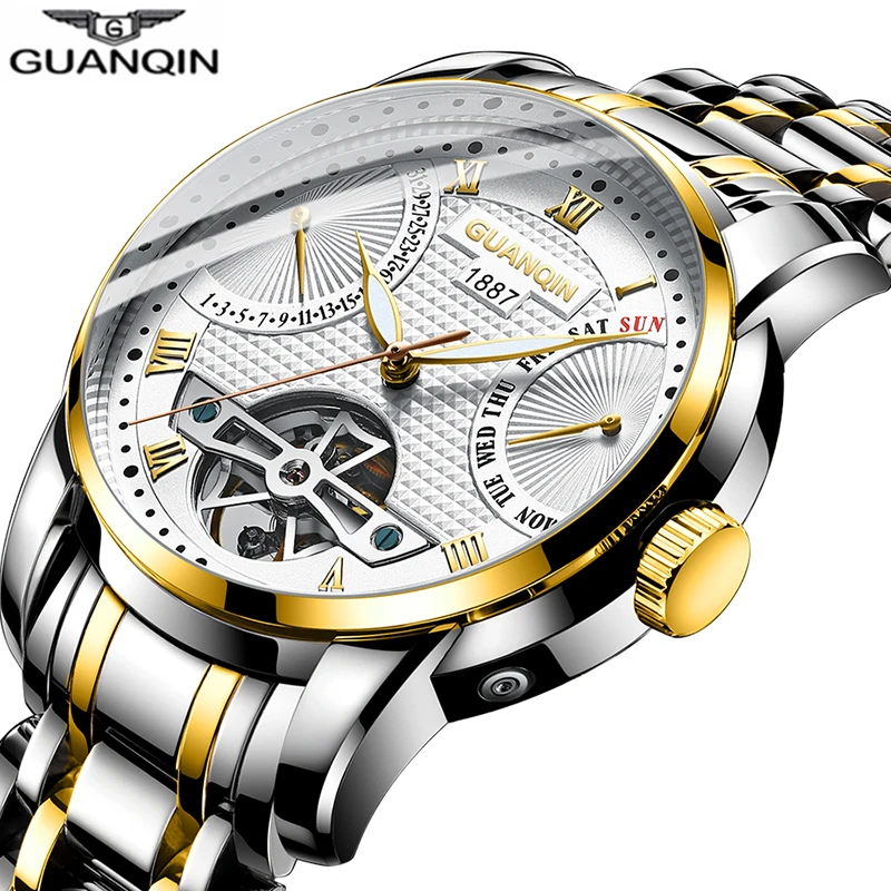 GUANQIN Watch Men Mechanical waterproof Automatic Tourbillon style Stainless steel business watch clock man Relogio Masculino
GUANQIN Watch Men Mechanical waterproof Automatic Tourbillon style Stainless steel business watch clock man Relogio Masculino