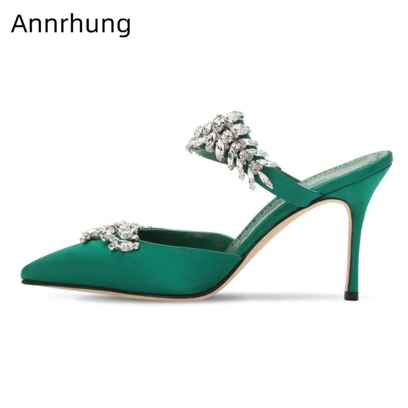 Rhinestone Satin Sandals Women Thin High Heels Sexy Pointed Toe Crystal Flower Fashion Slingbacks Mules For Girls
Rhinestone Satin Sandals Women Thin High Heels Sexy Pointed Toe Crystal Flower Fashion Slingbacks Mules For Girls
