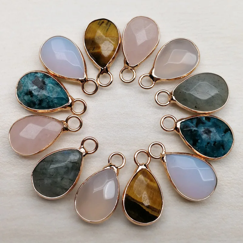 Wholesale 12pcs mixed natural stone water drop Connector Charms rose quartzs Necklace Pendant gold rim for Bracelet jewelry
Wholesale 12pcs mixed natural stone water drop Connector Charms rose quartzs Necklace Pendant gold rim for Bracelet jewelry