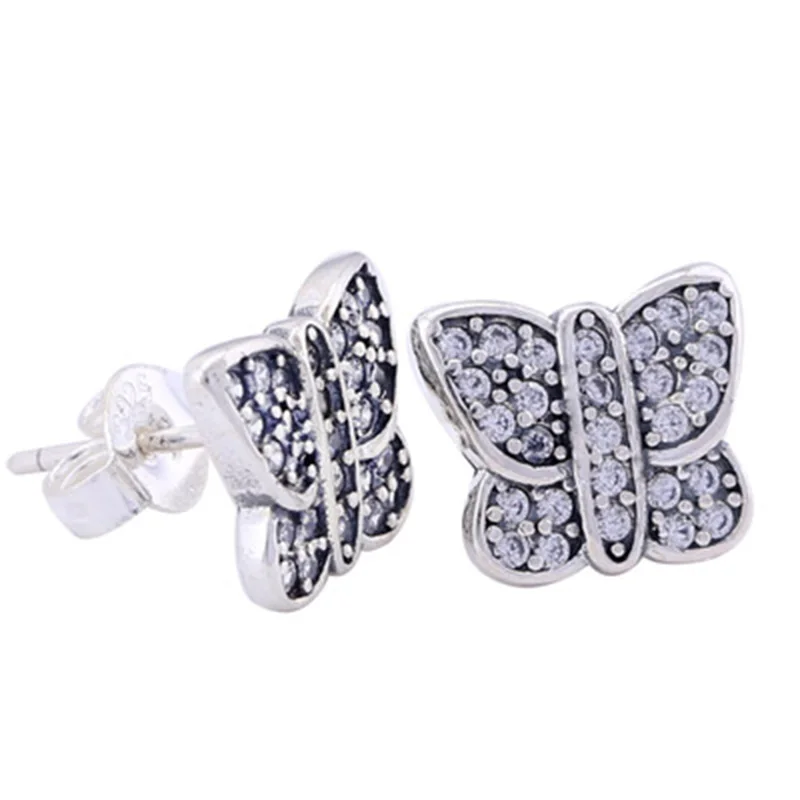 Genuine 925 Sterling Silver Double Stud Earrings Diy Full Crystal Butterfly Earrings For Women Girl Best Gift
Genuine 925 Sterling Silver Double Stud Earrings Diy Full Crystal Butterfly Earrings For Women Girl Best Gift