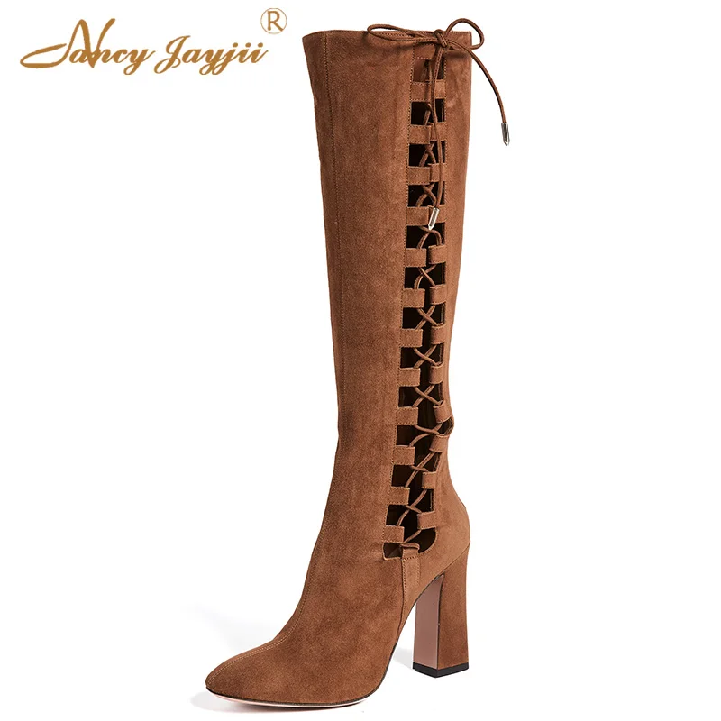 Female Med-Calf Boots Ladies Adult Shoes Lace-Up Cross-Tied Super High Square heels Pointed Toe Zipper Winter Fashion Concise
Female Med-Calf Boots Ladies Adult Shoes Lace-Up Cross-Tied Super High Square heels Pointed Toe Zipper Winter Fashion Concise