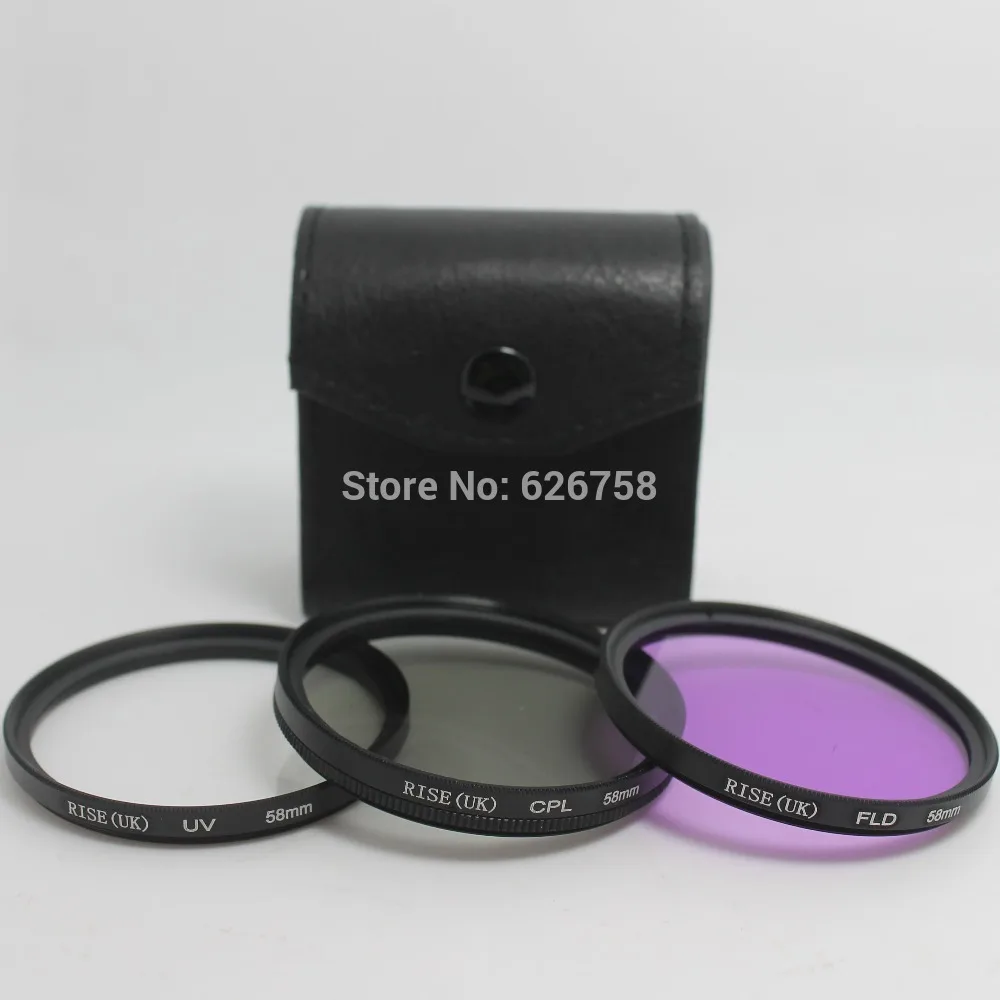Набор фильтров RISE(UK) UV CPL FLD 58 мм + бленда для объектива с лепестковым