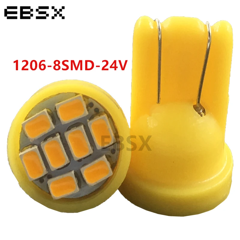 EBSX 50 шт. 24 В постоянного тока T10 Led 194 168 1206 8 SMD светодиодные автомобильные лампочки