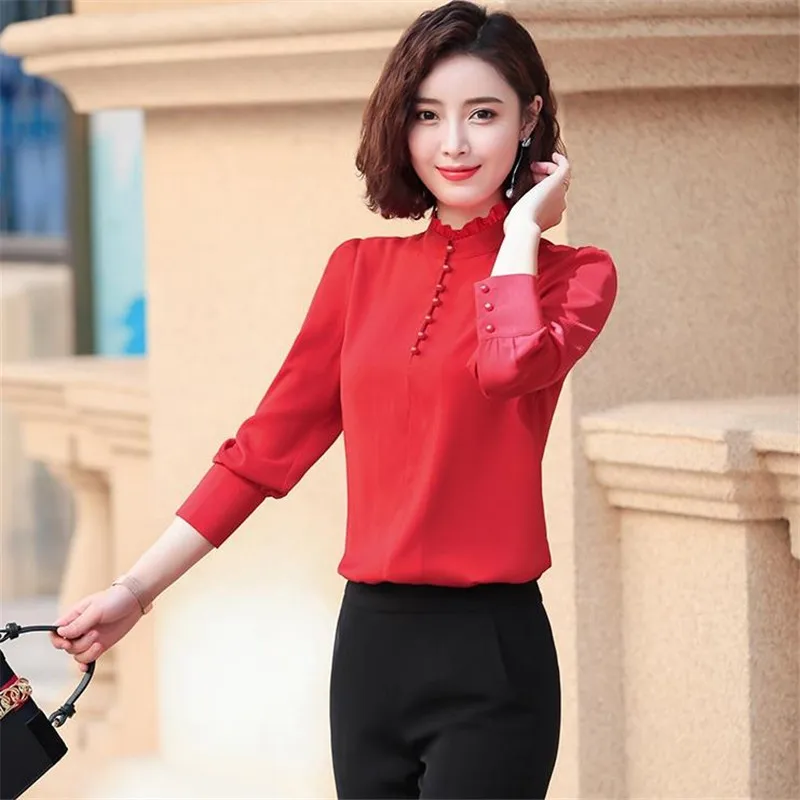 Spring Summer Shirt Long Sleeve Women Temperament Stand Collar Formal Slim Chiffon Blouse Office Lady Work Plus Size Tops CM1224
Spring Summer Shirt Long Sleeve Women Temperament Stand Collar Formal Slim Chiffon Blouse Office Lady Work Plus Size Tops CM1224