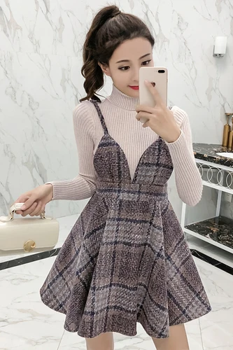 Autumn And Winter Preppy Style Two Piece Set Korean Vintage Dress Strapless Wool Plaid Dresses Women A-line Fashion Dress Woman
Autumn And Winter Preppy Style Two Piece Set Korean Vintage Dress Strapless Wool Plaid Dresses Women A-line Fashion Dress Woman