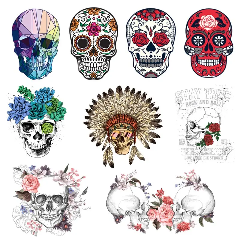 Fashion Punk Skull Patches Print On T-shirt A-level Washable Iron On Transfer Colorful Sugar Skull Thermal Patches Decor Z-13
Fashion Punk Skull Patches Print On T-shirt A-level Washable Iron On Transfer Colorful Sugar Skull Thermal Patches Decor Z-13