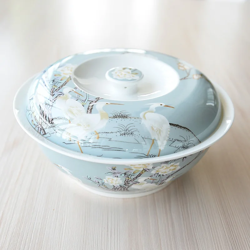 Boutique European Hand Painted White Crane Bone China Dishes Tableware Rice Bowl with Lid Soup Basin Large Noodles Big Food Dish
Boutique European Hand Painted White Crane Bone China Dishes Tableware Rice Bowl with Lid Soup Basin Large Noodles Big Food Dish