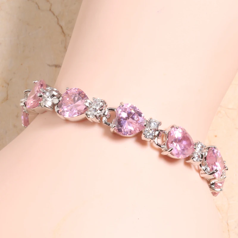 Heart LOVE Pink Zircon Silver Plated Argent Link Chain Bracelet 6 7 Inch L10057
Heart LOVE Pink Zircon Silver Plated Argent Link Chain Bracelet 6 7 Inch L10057