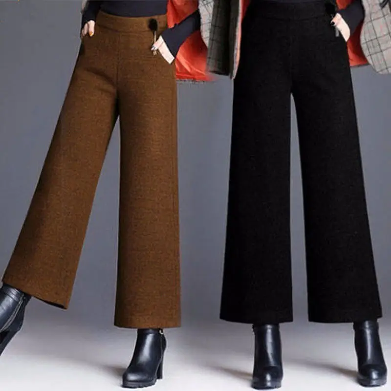 women clothing woolen trousers women pants wide leg trousers high elastic waist european pants bell-bottomed pants 5432
women clothing woolen trousers women pants wide leg trousers high elastic waist european pants bell-bottomed pants 5432