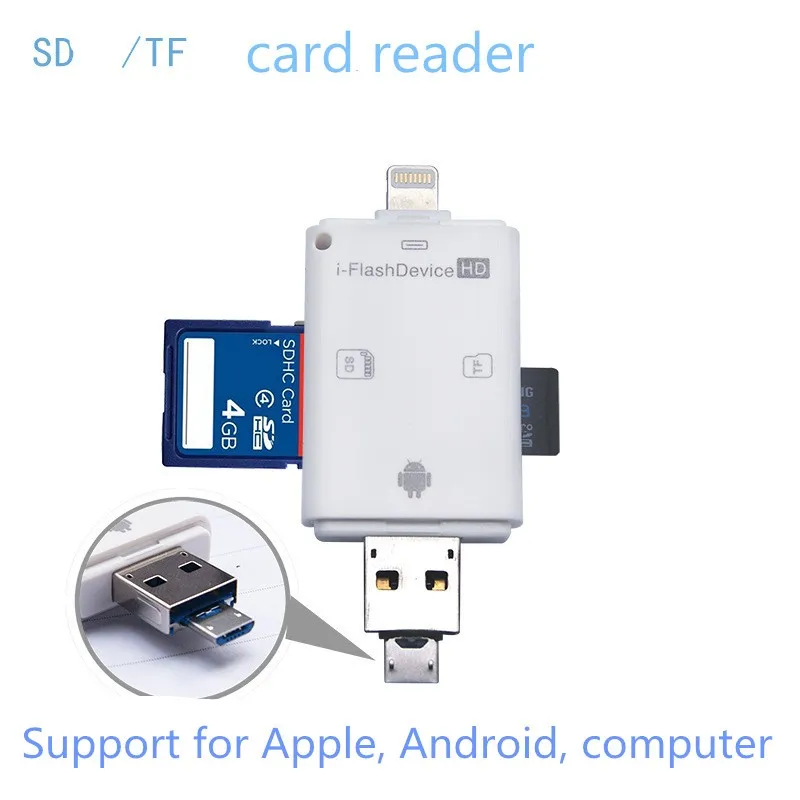 3 в 1 i флеш накопитель USB Micro SD SDHC TF кардридер писатель для iPhone pro 11 X MAX 5/5s/6/6 plus/ipad/Samsung