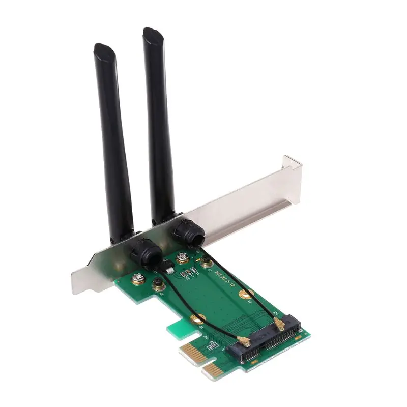 Беспроводная сетевая карта WiFi Mini PCI-E Express к PCI-E адаптеру 2 антенны внешние ПК сетевые карты
Беспроводная сетевая карта WiFi Mini PCI-E Express к PCI-E адаптеру 2 антенны внешние ПК сетевые карты